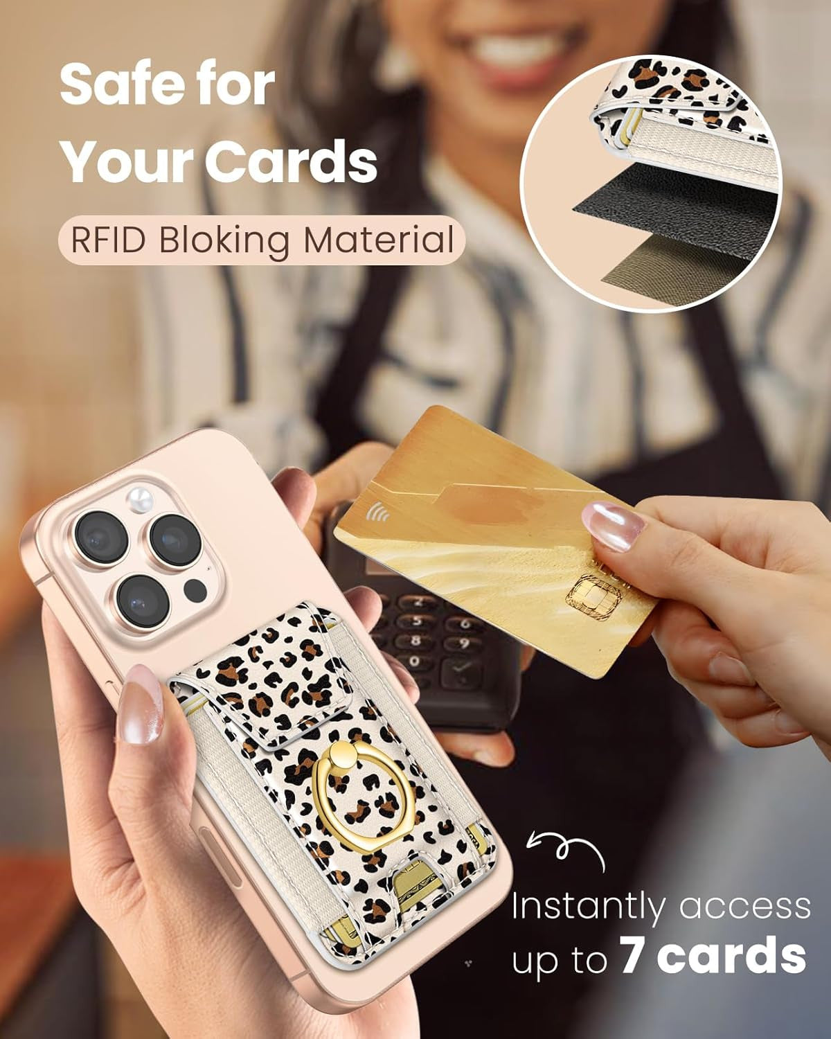 Compatible with Magsafe Wallet with Ring Grip Magnetic Card Holder - Cute Phone