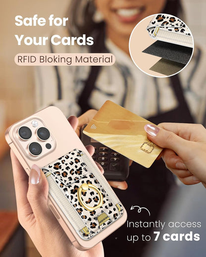 Compatible with Magsafe Wallet with Ring Grip Magnetic Card Holder - Cute Phone