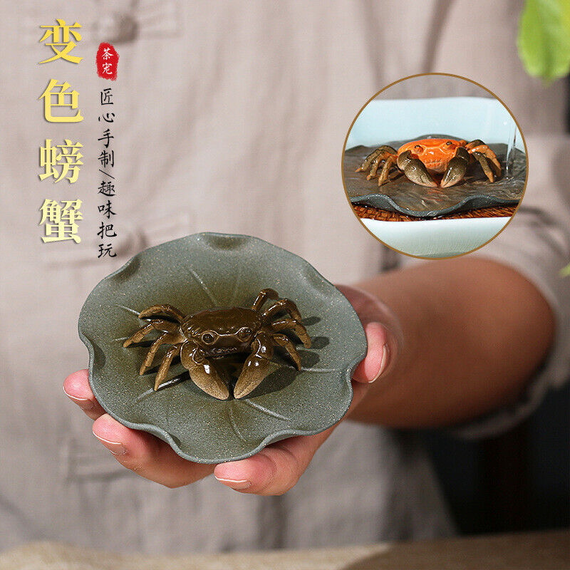 Purple Sand Color Changing Tea Pet Crab Lotus Leaf Stone Lotus Seed Ornament