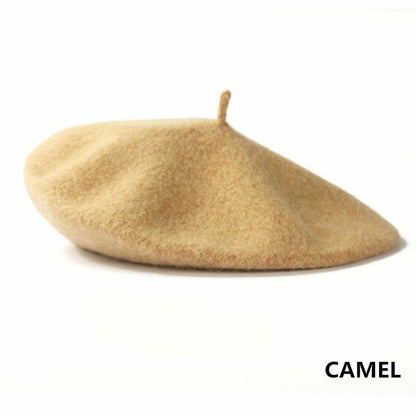 Beret Cap Winter Warm Wool Hat Fashion Elegant French Style Plain Beret Hiking
