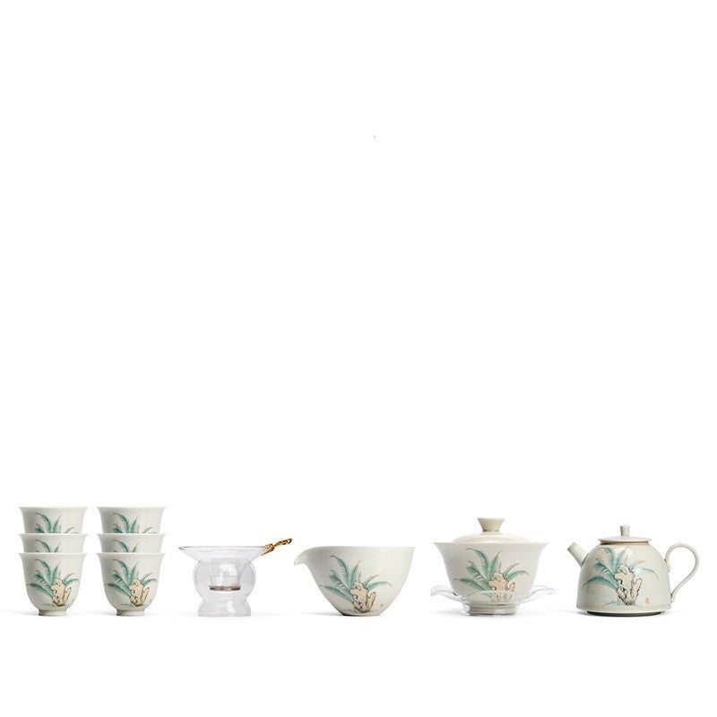 Boutique Tea Set Ruyao Craft Crackle Glaze Porcelain Tea Pot Gaiwan Matching Cup