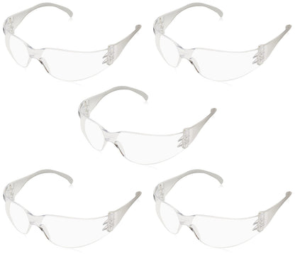 5 Pack Polycarbonate ANSI Z87.1 Safety Glasses with Clear Lens 99% UV Protection