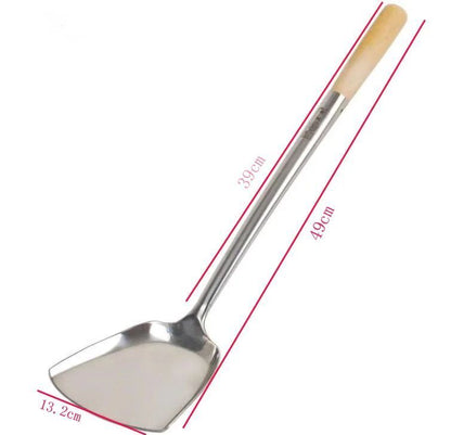 Kitchen Cooking Utensils Stainless Steel Wood Handle Big Long Spatula Soup Spoon