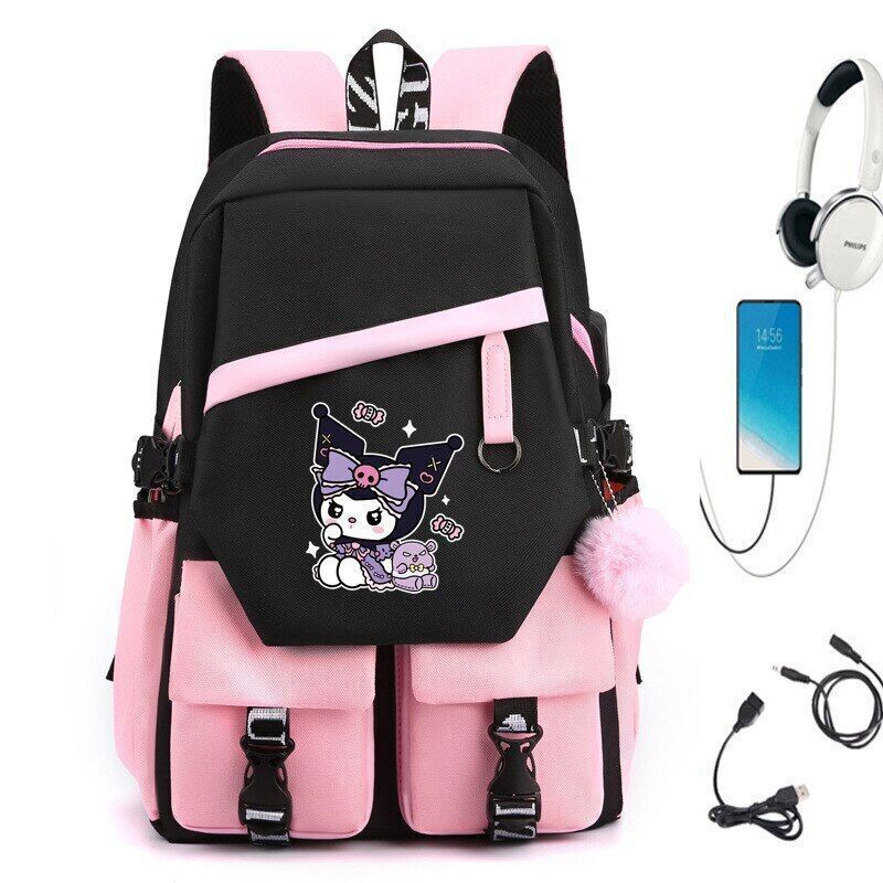 Kuromi Fashion Backpack Shoulder Bags School Students Bags Cinnamoroll Backpacks