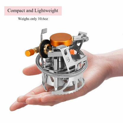 Gas Stove Portable Windproof Camping Outdoor Cooking Foldable Split Burner Steel