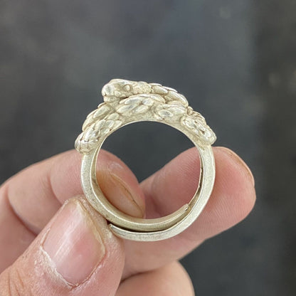 Vintage Chinese Antique Collection Snake Zodiac Adjustable Ring Nostalgic Gift