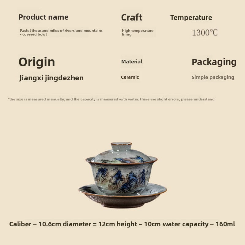 160ml Jingdezhen Ceramics Gaiwan Blue and White Tea Bowl Household Kungfu Teacup