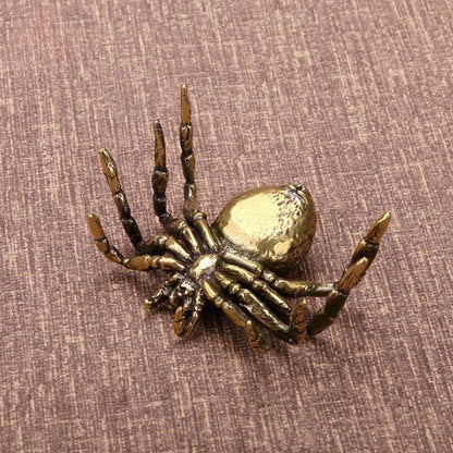 Copper Spider Figurines Miniatures Crafts Simulation Animal Tea Pet Collection