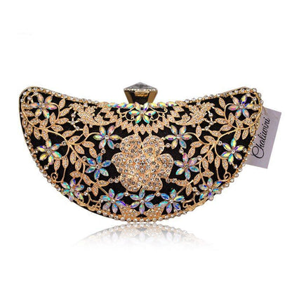 Women Clutch Luxury Bag Hollow Metal Sequined Shoulder Bag Crystal Handbag Purse