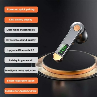 Wireless Bluetooth 5.2 Earpiece Headset Driving Trucker Earbuds Noise Reductio