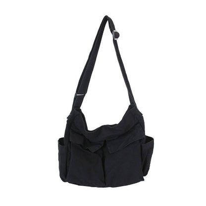 Large Capacity Canvas Shoulder Bags Solid Soft Denim Leisure Travel Bag Casual