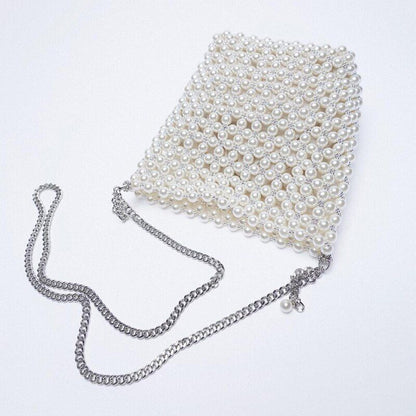 White Beaded Fairy Portable Messenger Bag Chain Purses Handbags Cross Body Bags