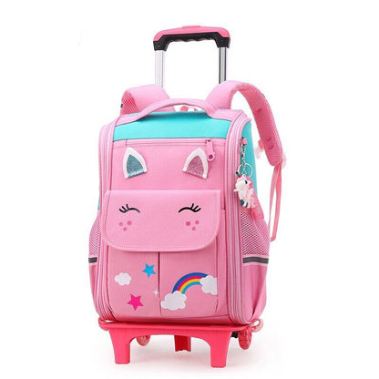 School Bag Student Backpacks Kids Trolley Wheeled Bag Children Backpack Wheels