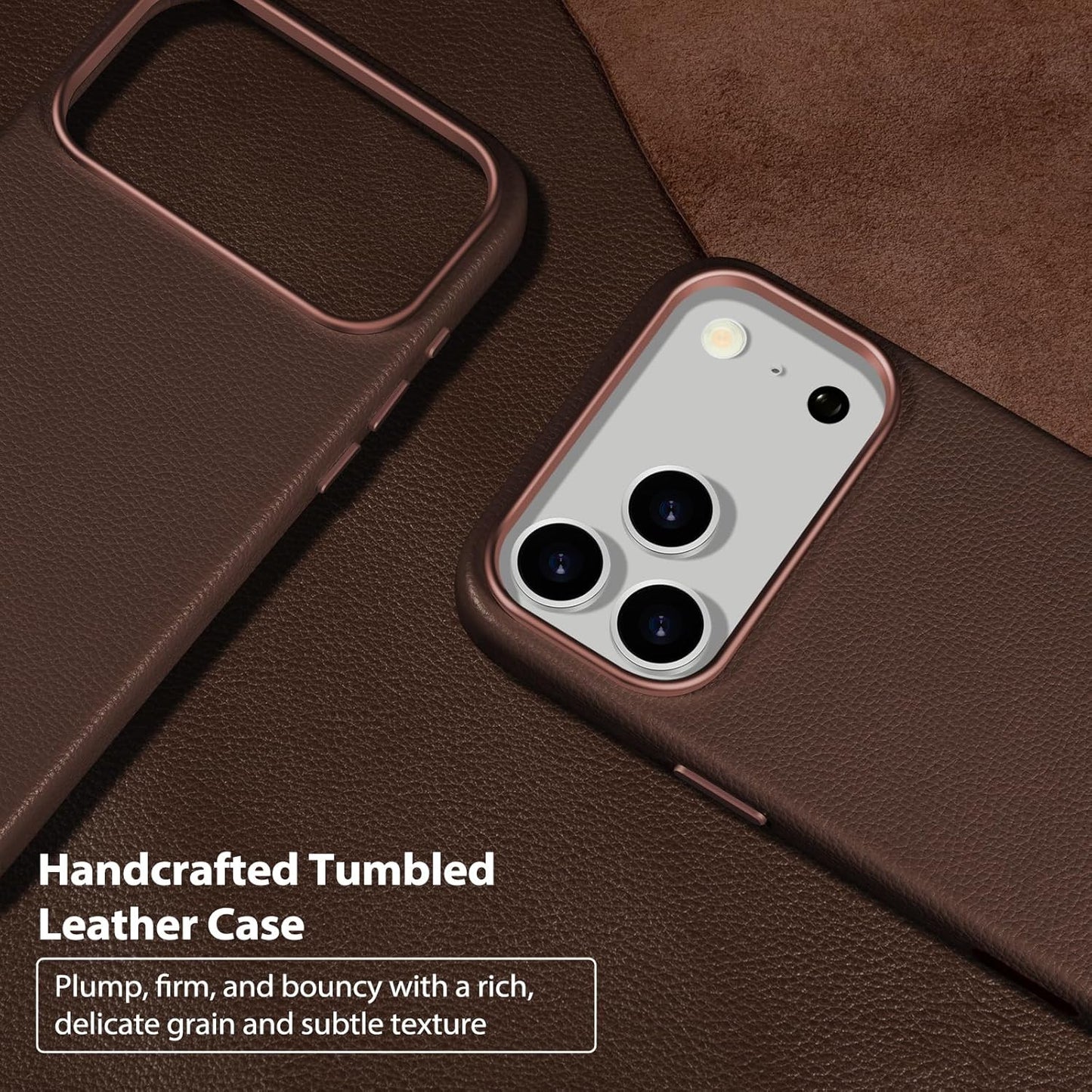 Handcrafted Premium Tumbled Leather Case for Iphone 17 Pro Max, Compatible with