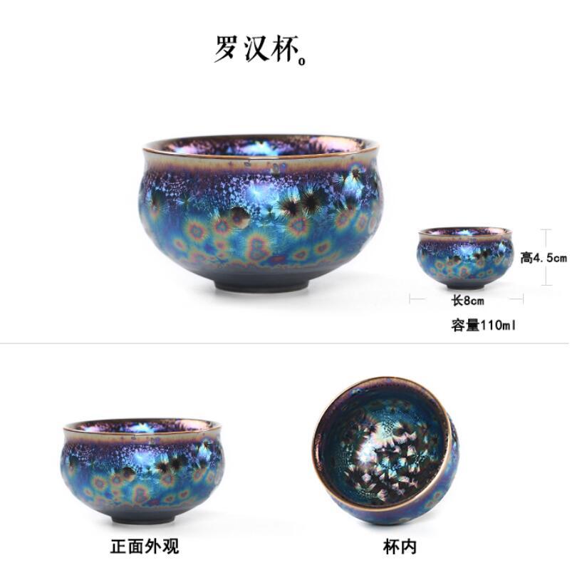 110ml Multicolour Tenmoku Tea Bowl Chawan Gild Spot Luohan Cup Jianzhan Tea Set