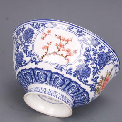 Collect China Qing Dynasty Porcelain Blue and White Famille Rose Flowers Bowl