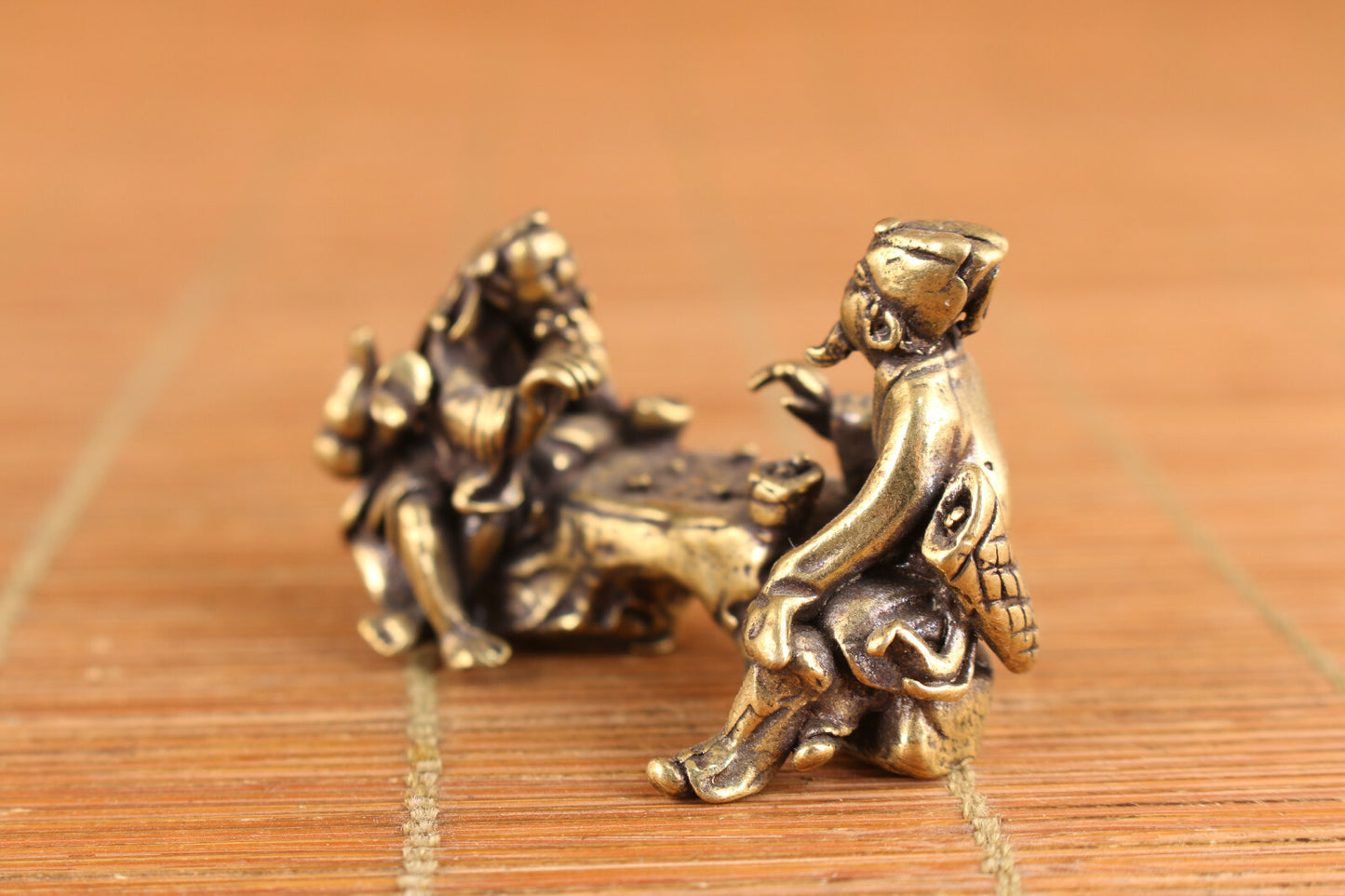 Collection Chinese brass art elder tea statue figure table decoration tea pet