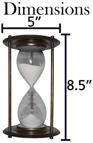 Large 3 Min 25 Sec Hourglass w\ Brushed Bronze Metal Housing, 8.5" tall