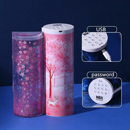 Pencil Case Translucent Quicksand Kawaii NBX Solar Calculator Box School Supplie