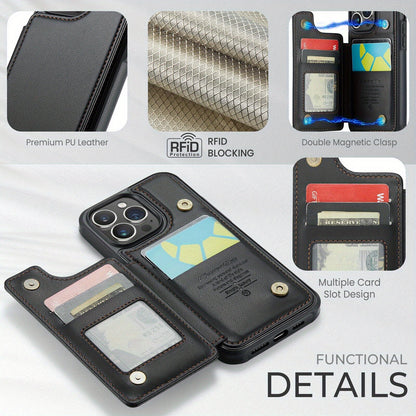 For iPhone 16 15 14 13 12 11 Pro Max Plus XR XS Max Wallet Case with Card Holder