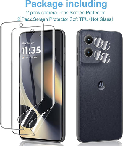 2 Pack Screen Protectors for Moto Edge 2024 TPU Soft Flexible[Not Glass]+2 Pack