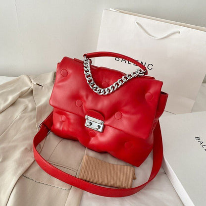 Retro Women's Shoulder Padded Bag Luxury Handbags Shopper Square Bags Polyester