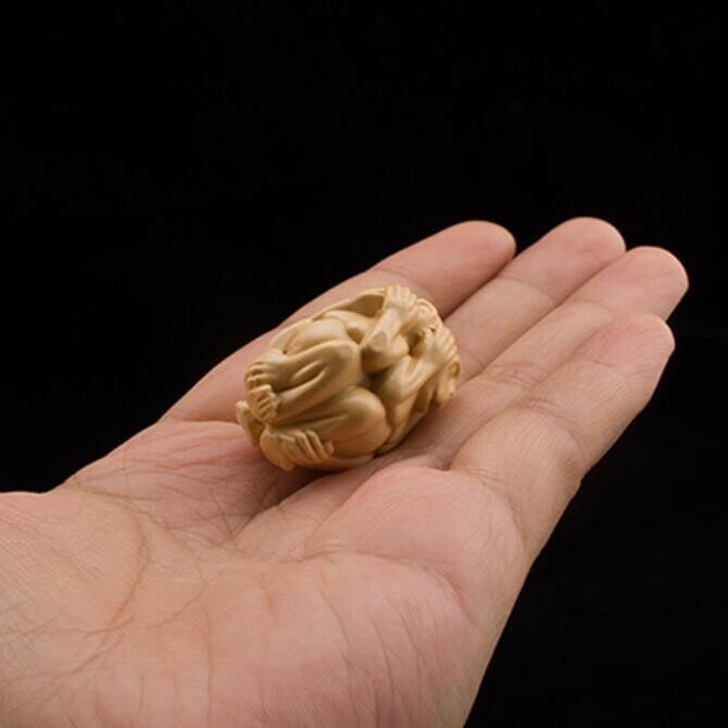 Wood Carving Pendant Don't Listen Don't Ask Don't Listen Monkey Pendant