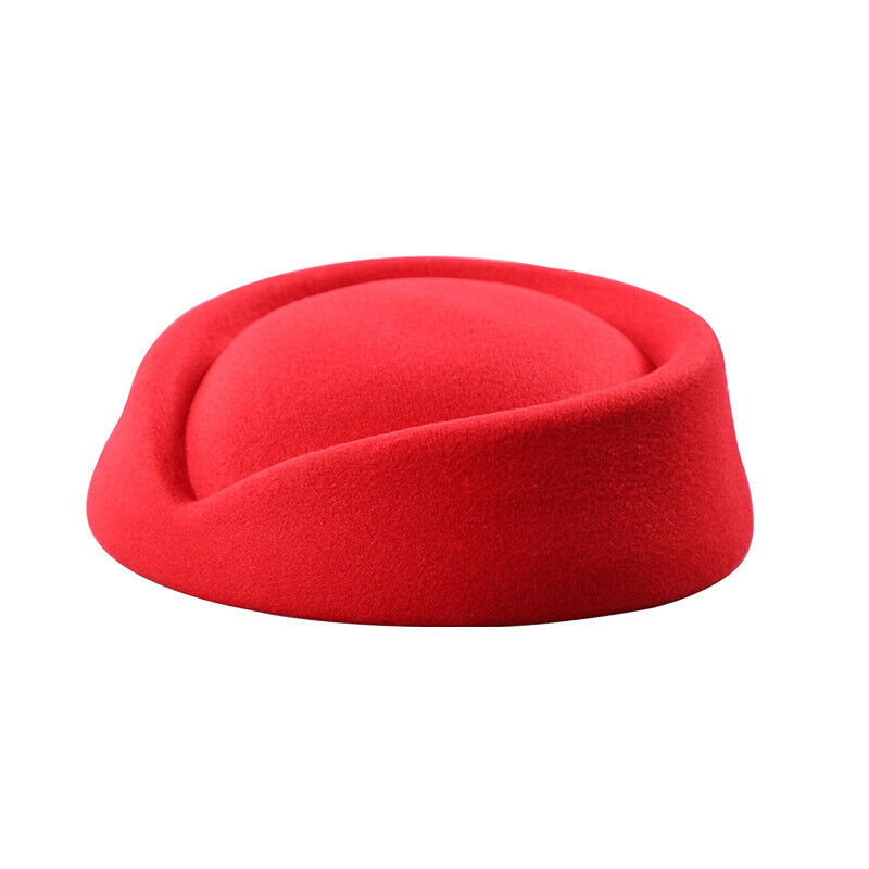 Women Wool Felt Beret Hat Teardrop Fancy Stewardess Air Hostesses Dress Hat