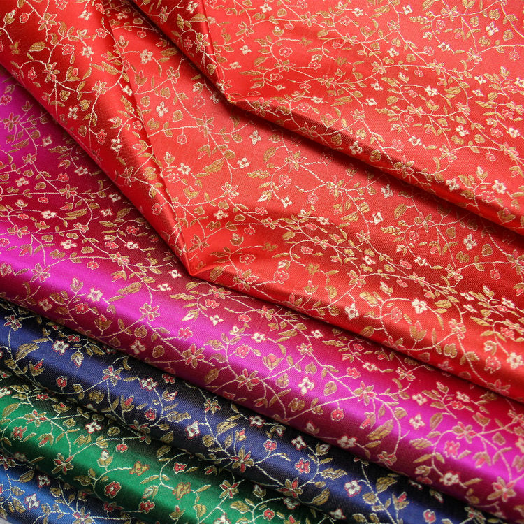 Chinese Jacquard Brocade Floral Satin Fabric for Clothes Bedding Upholstery DIY