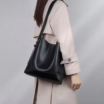 Large Capacity Crossbody PU Leather Single Bag Bucket Shoulder Bag Handbag