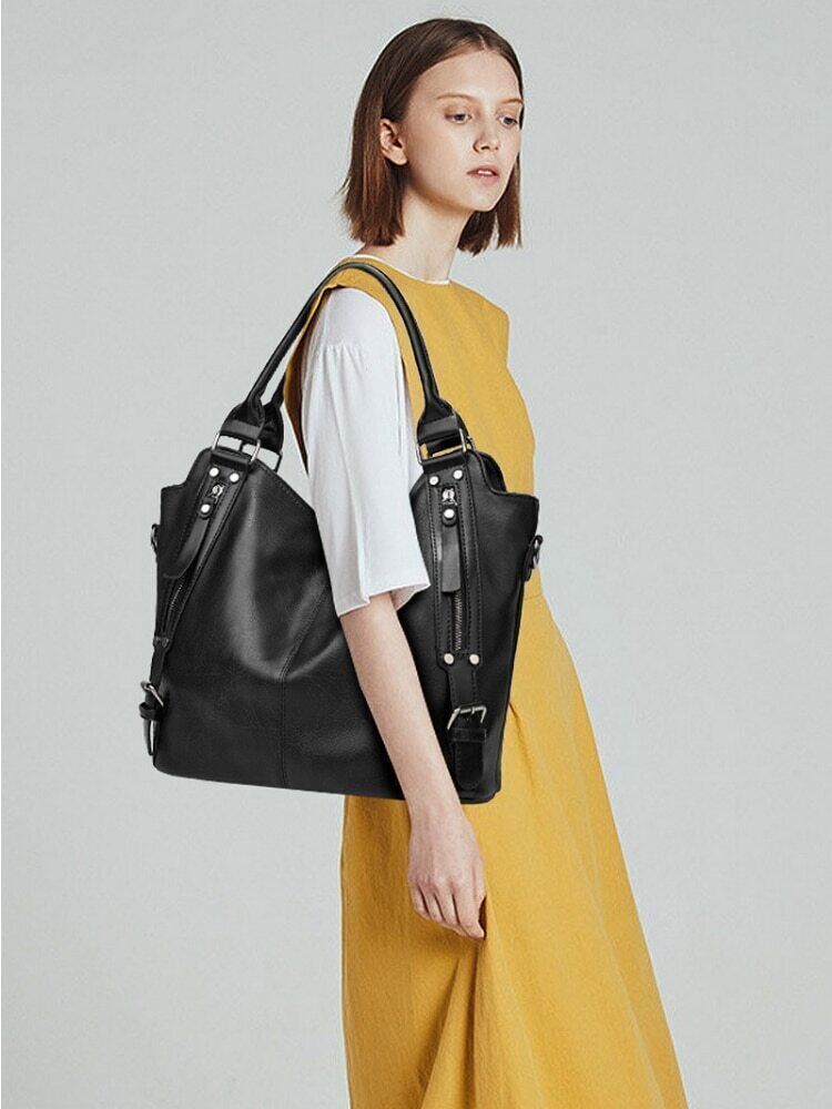 Handbag Bag Side Pockets Bag PU Leather Totes Shoulder Bags Ladies