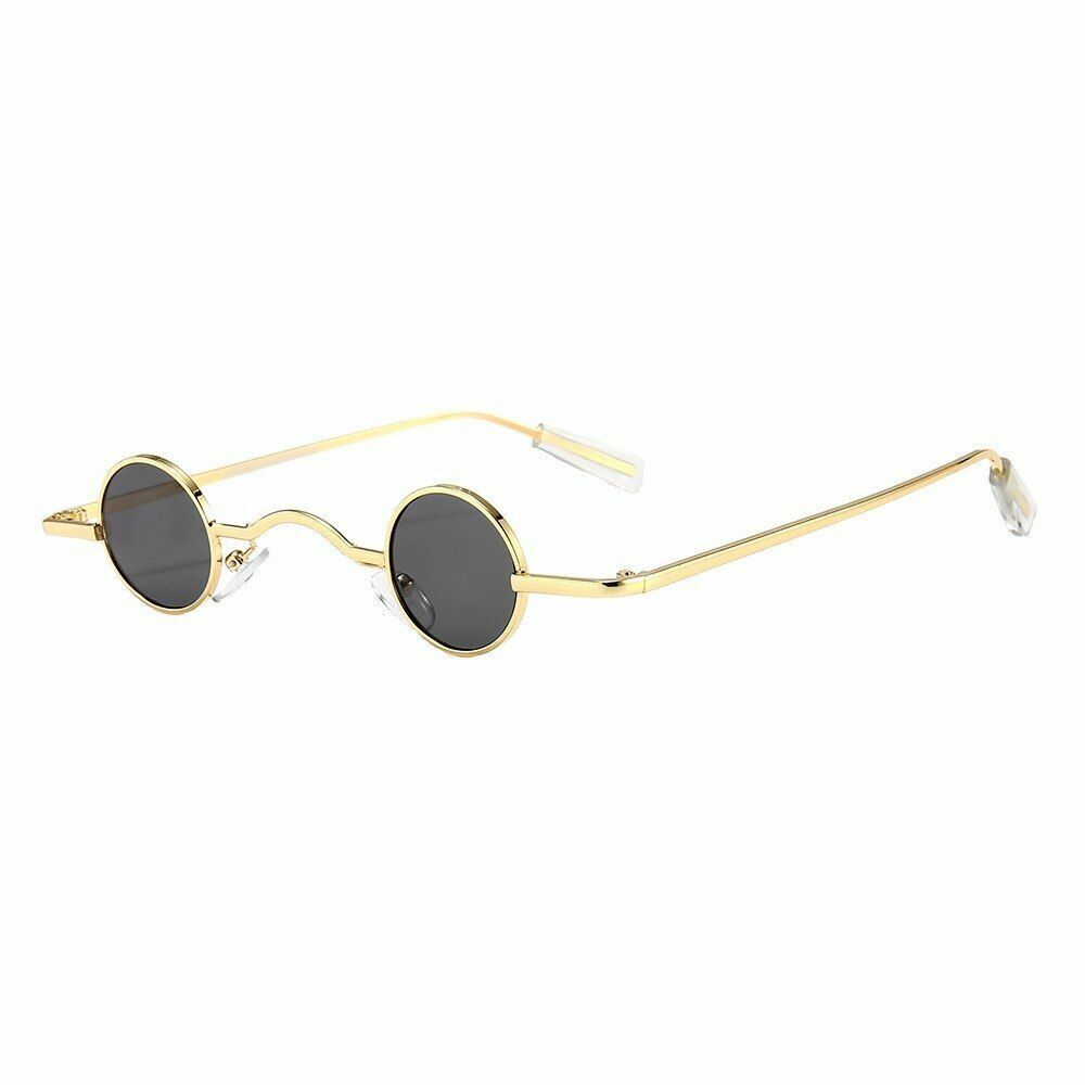 Sunglasses Retro Mini Round Men Metal Frame Gold Black Small Round Popular Lens