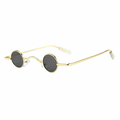 Sunglasses Retro Mini Round Men Metal Frame Gold Black Small Round Popular Lens