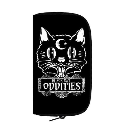 Cute Black Witch Wallet Money Bags Skull Gothic Purses Credit Card Phone Holder
