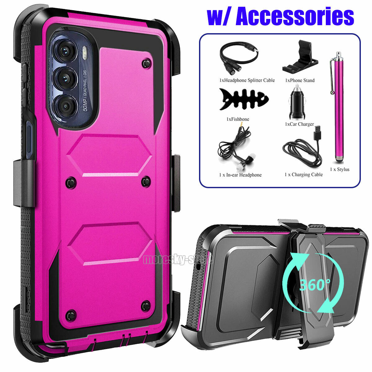 Rugged Case For Motorola Moto G Stylus 2022 w/ 360 Clip Holster Cover Accessory