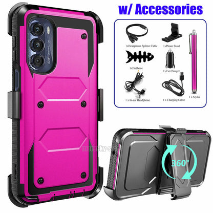 Rugged Case For Motorola Moto G Stylus 2022 w/ 360 Clip Holster Cover Accessory