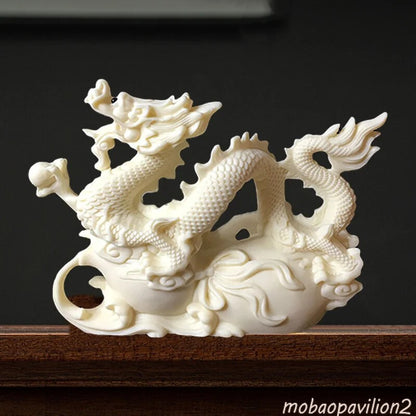 New Feng Shui White Dragon Statue Zodiac Auspicious Dragon Decor Accessories