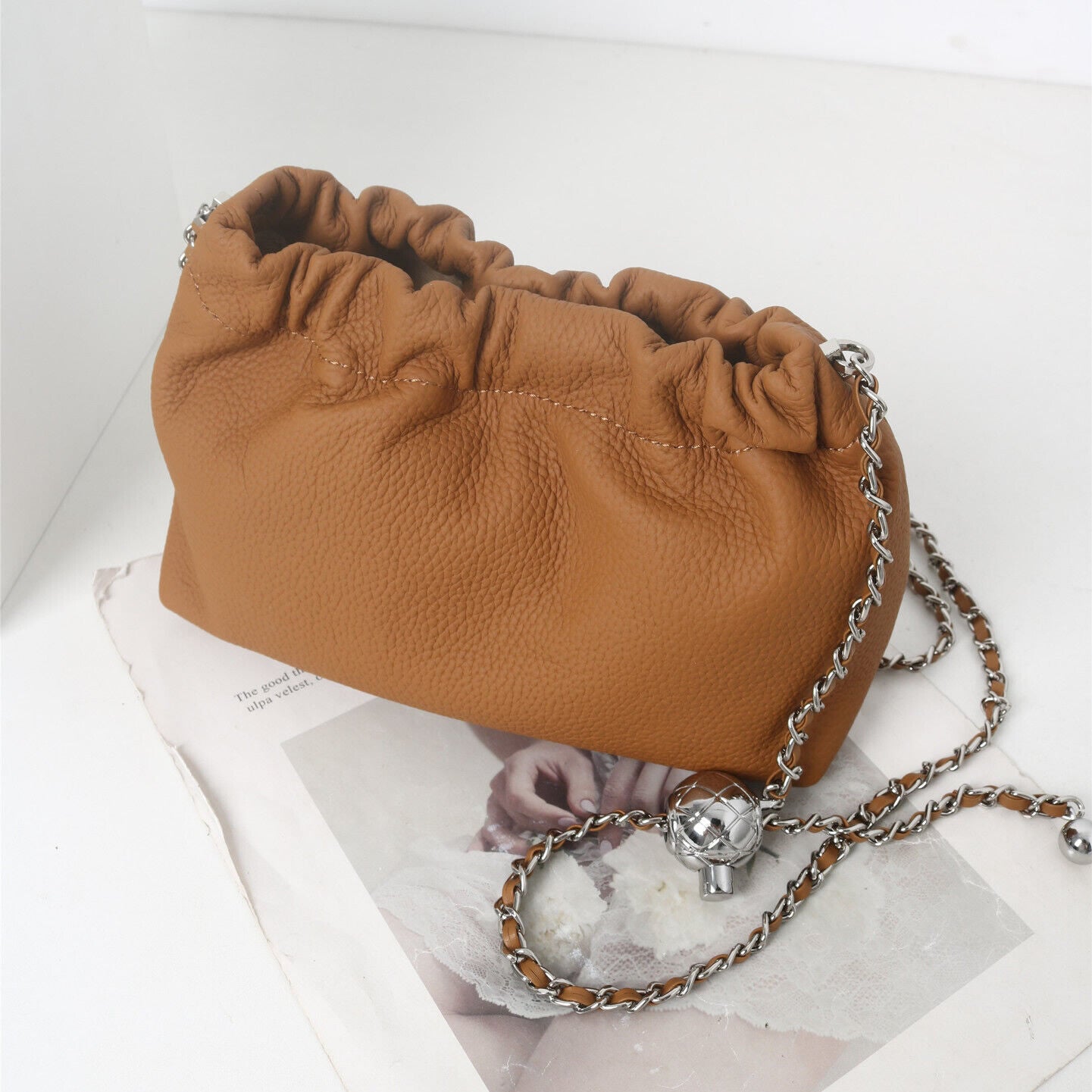 Small Mini Real Leather Clutch Purse Shoulder Bag Crossbody Adjustable Chain