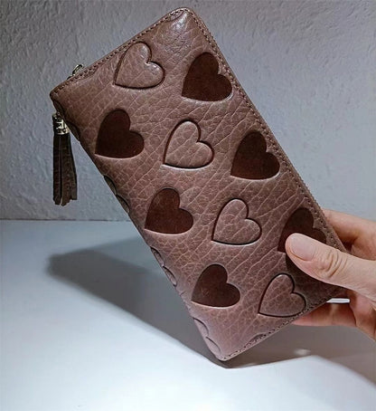 Genuine Leather Wallets Large Clutch Hand Bag Real Cowhide Purse Handle 19*10CM