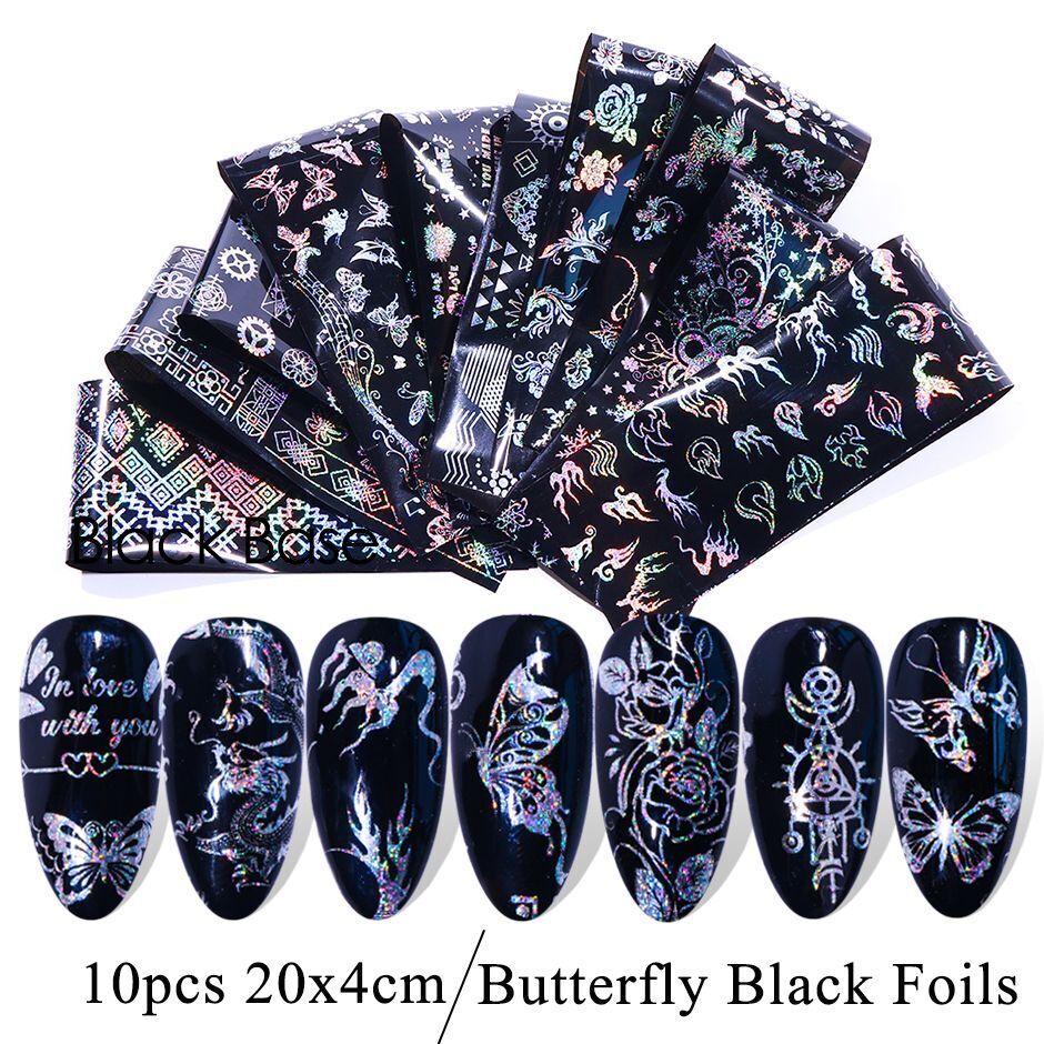 Nail Art 10Pcs Matte Metallic Foils Gold Silver Mirror Starry Paper Gel Stickers