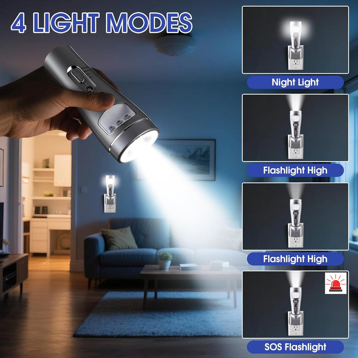 3 Pack Rechargeable Emergency Lights for Home Power Failure Rechargeable Plug in