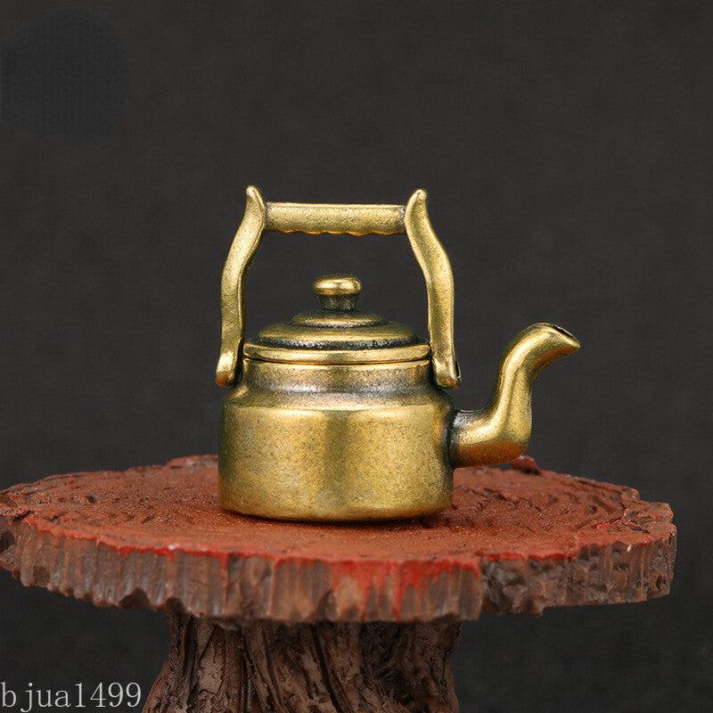 Antique Copper Mini Fingertip Kettle Teapot Pocket Incense Burner Retro Brass