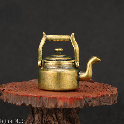 Antique Copper Mini Fingertip Kettle Teapot Pocket Incense Burner Retro Brass