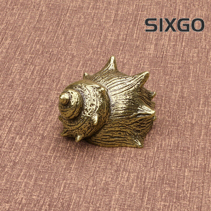 Brass Conch Animal Statue Small Sculpture Home Decor Gifts Tabletop Figurine
