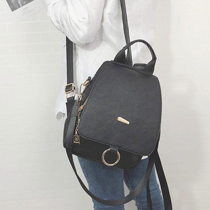 Backpack Shoulder Bag Women PU Leather Travel Bags College School Bag