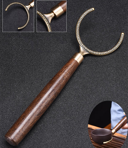 Classical Chadao Tea Accessories 6pcs Porcelain Vase Ebony Wood Cup Holder Spoon