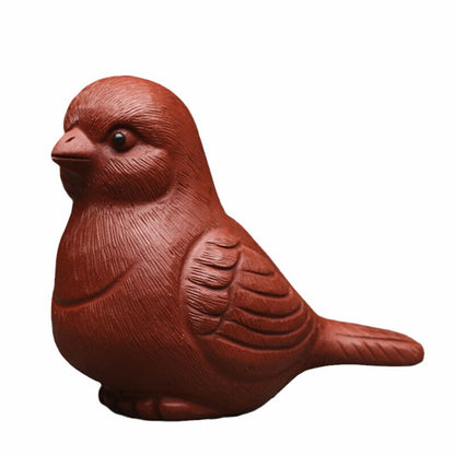 Chinese Purple Clay Tea Pet Lucky Bird Statue Art Ornaments Animal Tea Figurine