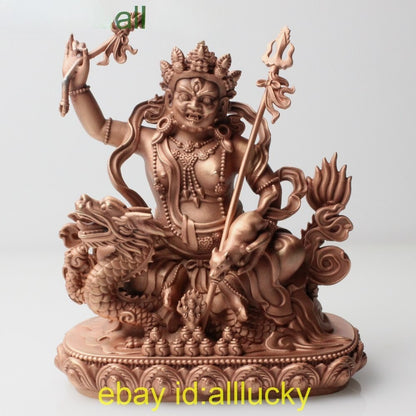 10cm Red Copper Carving Jambala Statue Tibet White God of Wealth Sculpture