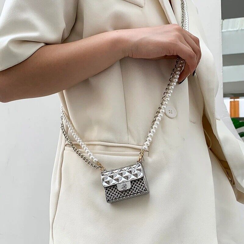 Women fashion Purse Pearl Straps Crossbody bag Mini Fashion Chain Shoulder Purse