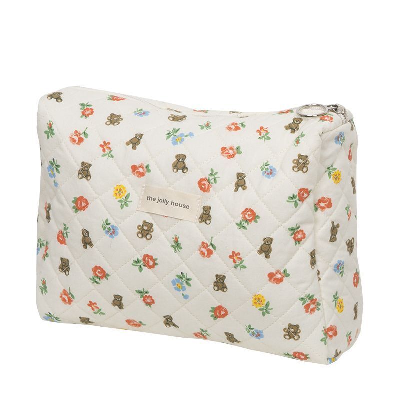 Makeup Bag Soft Cotton Women Zipper Cosmetic Organizer Clutch Purse Toiletry 1PC
